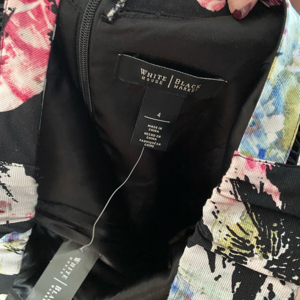 White House Black Market|4| “Faille Firl” in black & parasol pink. NWT. - Picture 5 of 9